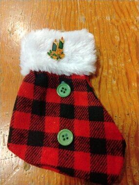 Gift Card Holder Ornament Buffalo Plaid Stocking Christmas Candle Pin